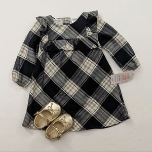 Carters Infant Girls Festive Plaid Ruffle *Dress - Black & Off White